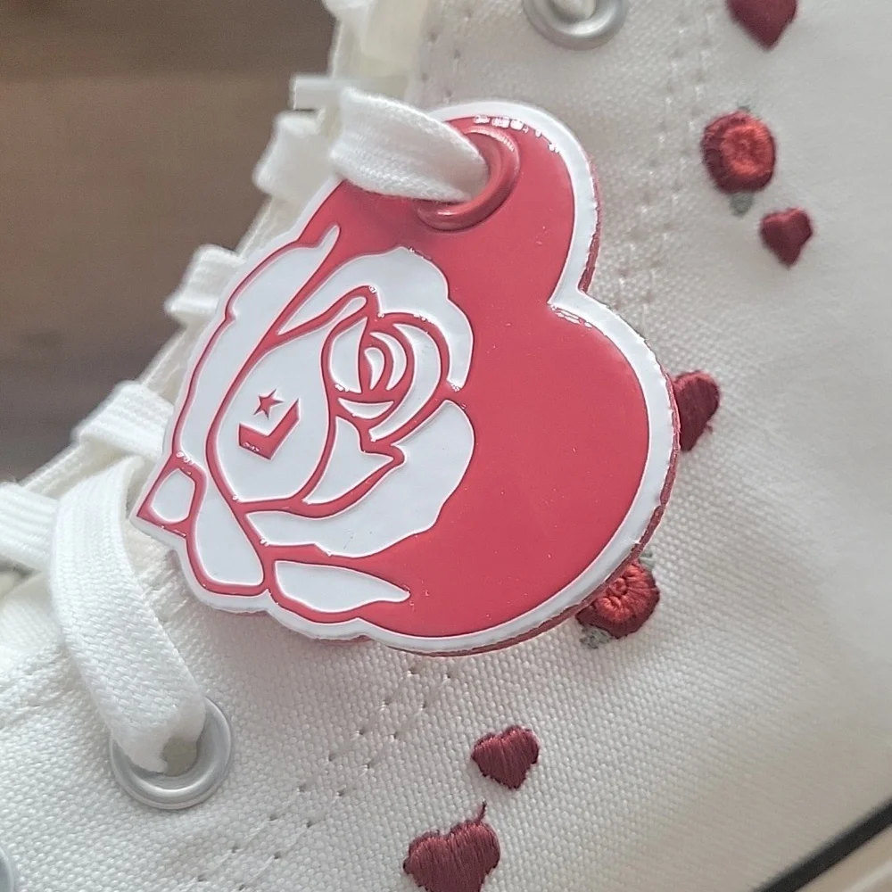Converse White and Red High-Top Sneakers